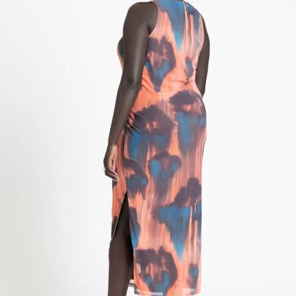 NWT Eloquii Women's Plus Size 16 Bodycon Printed Mesh Dress in Floral Rain - Picture 2 of 4